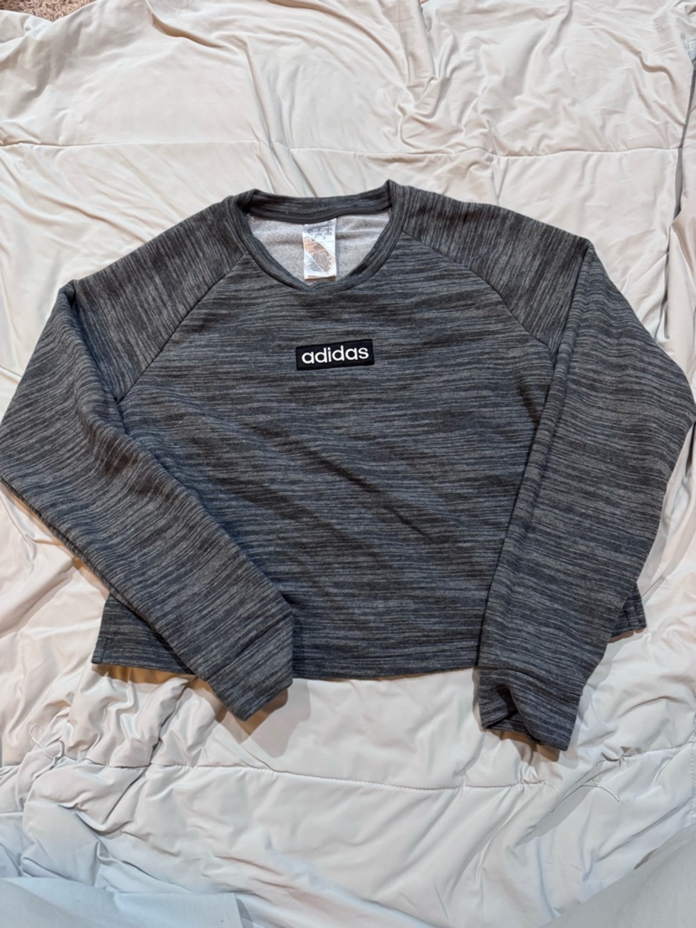 adidas Heather Gray Logo Patch Crewneck